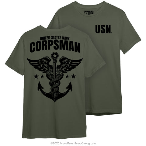 "USN Corpsman Serpents" Tee | Military Green