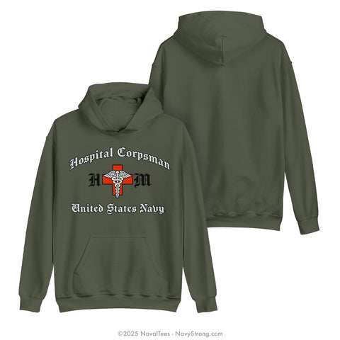 "Hospital Corpsman" Hooded Sweatshirt | Military Green