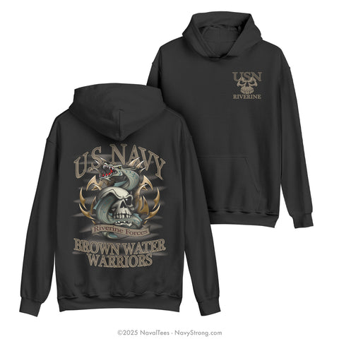 "Brown Water Riverine" Hooded Sweatshirt | Black