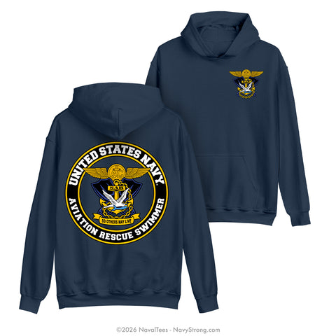 "Aviation Rescue Swimmer" Hooded Sweatshirt | Navy
