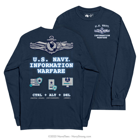 "CTRL + ALT + DEL" Long Sleeve Tee | Navy