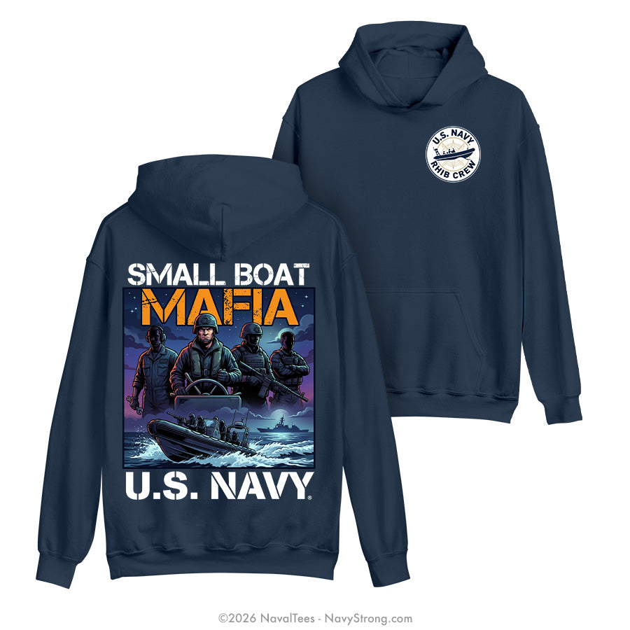 "Small Boat Mafia" Hooded Sweatshirt | Navy