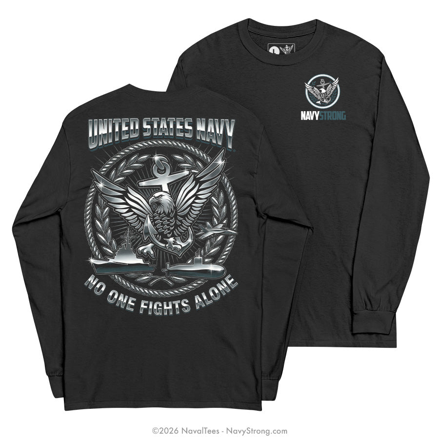 "Chrome Eagle" Long Sleeve Tee | Black