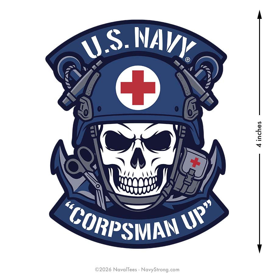 "Corpsman Up Skull" | 4 inch Vinyl Decal