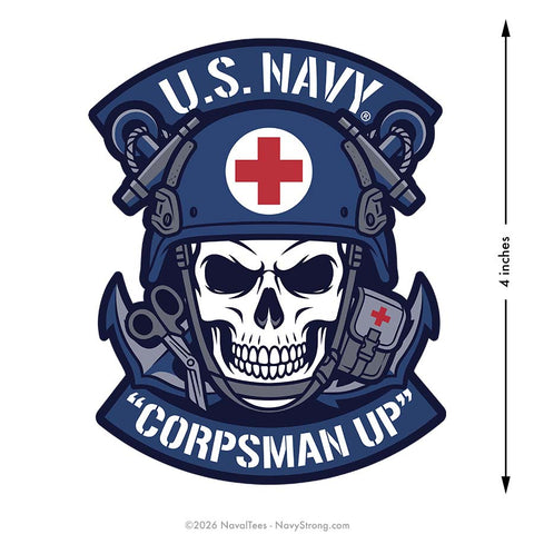 "Corpsman Up Skull" | 4 inch Vinyl Decal