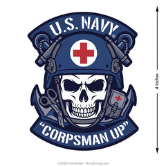 "Corpsman Up Skull" | 4 inch Vinyl Decal