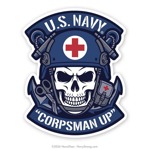 "Corpsman Up Skull" | 4 inch Vinyl Decal