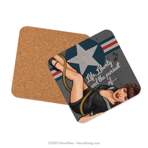 "Aviation Pinup" Coaster | Cork-Backed
