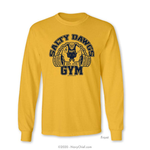 "Salty Dawgs Gym" Long Sleeve Tee - Gold